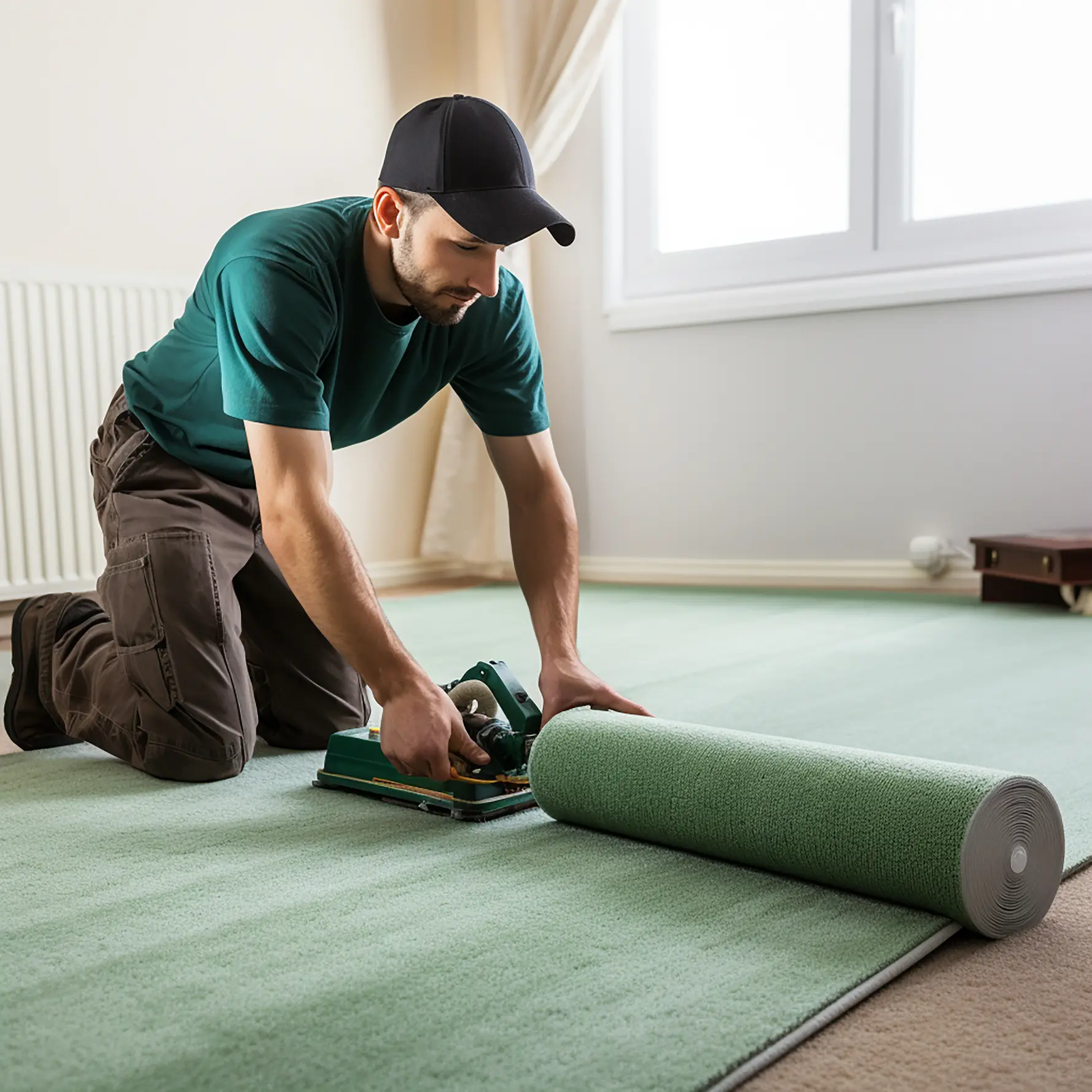 Homeowner enjoying clean carpet